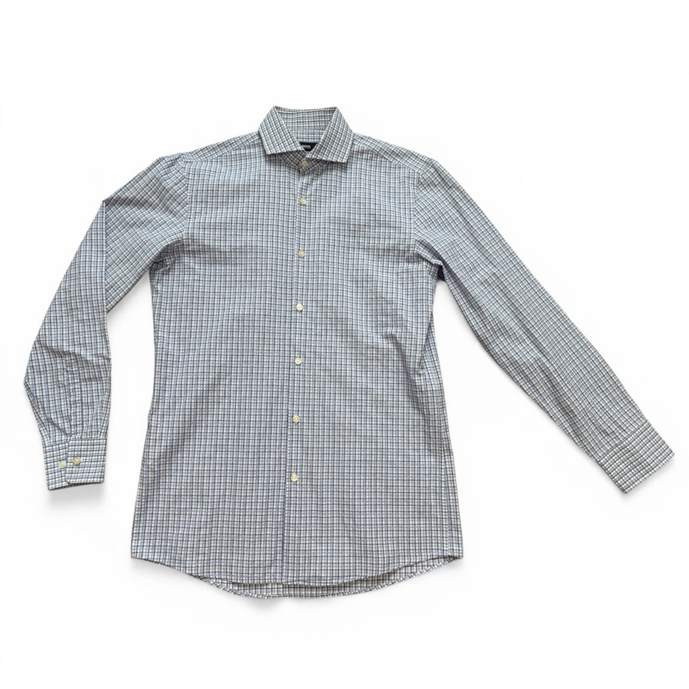 BOSS by Hugo Boss Sharp Fit Purple & Blue Checkered Button Down